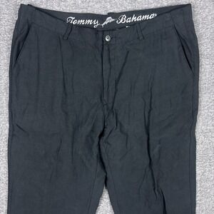 Tommy Bahama Pants Mens 38x32 Black Linen Silk Blend Chino Summer Casual Beach